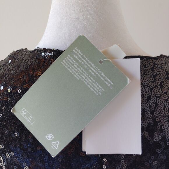 H&M Black Bodysuit with Sequins XS NWT Holiday New Years Cocktail Glam Sparkle - Picture 6 of 10